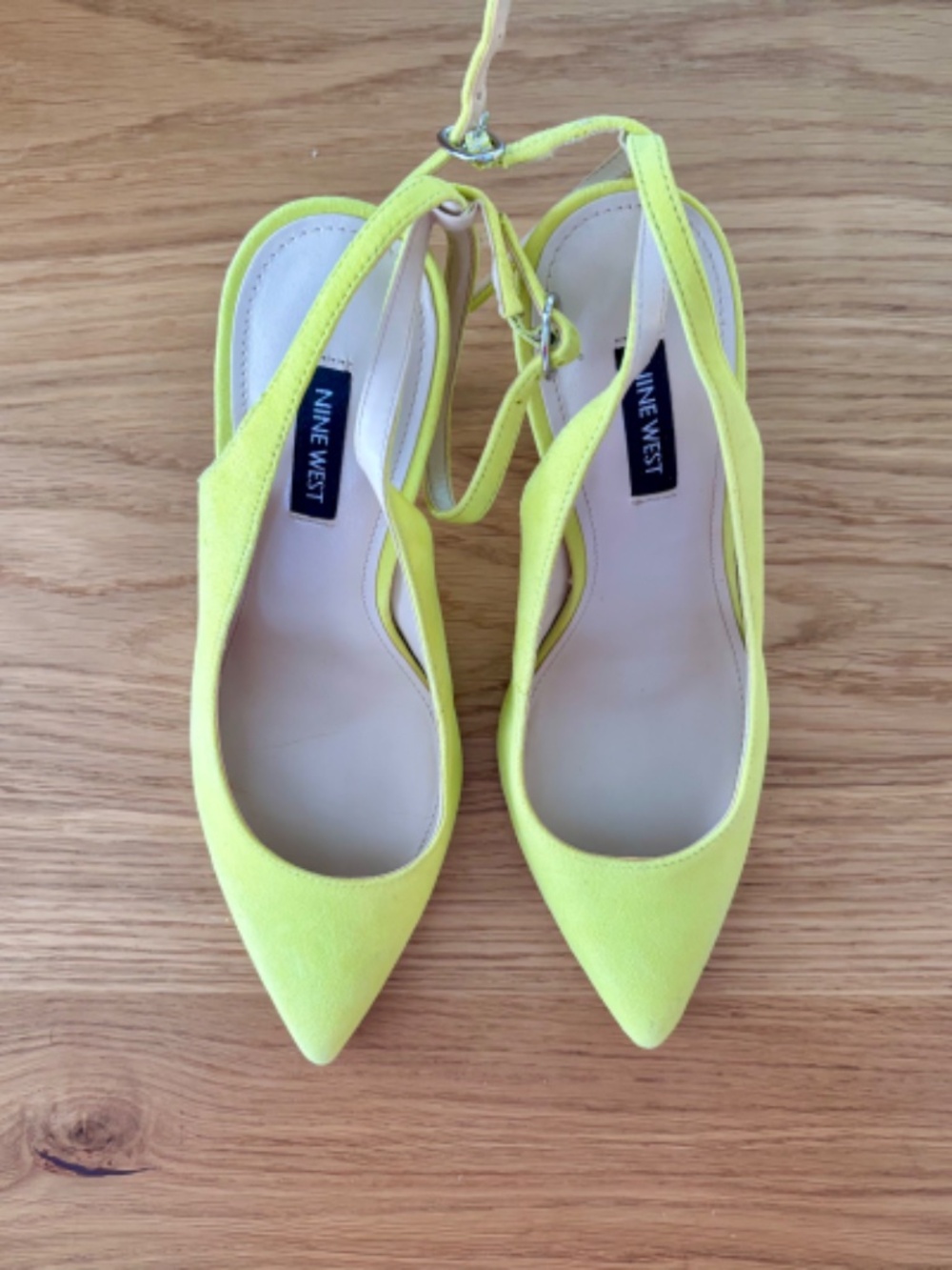Nine West Pointed-Toe Ankle Strap Heels – Women's Size 7 | Lime Yellow - Picture 4 of 5
